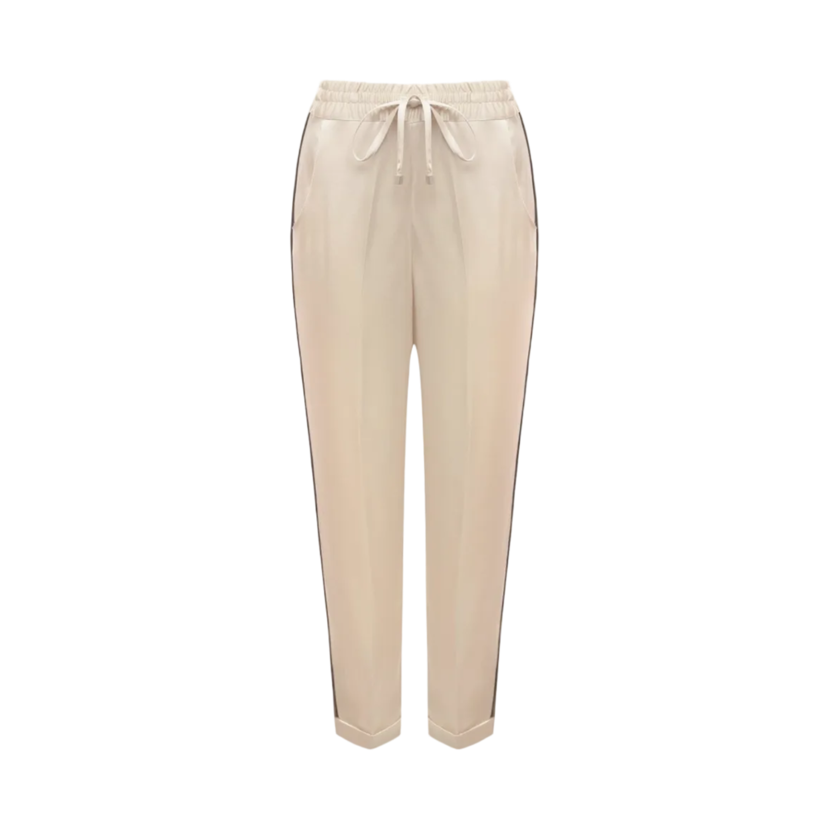 Kiton silk pants beige with black details