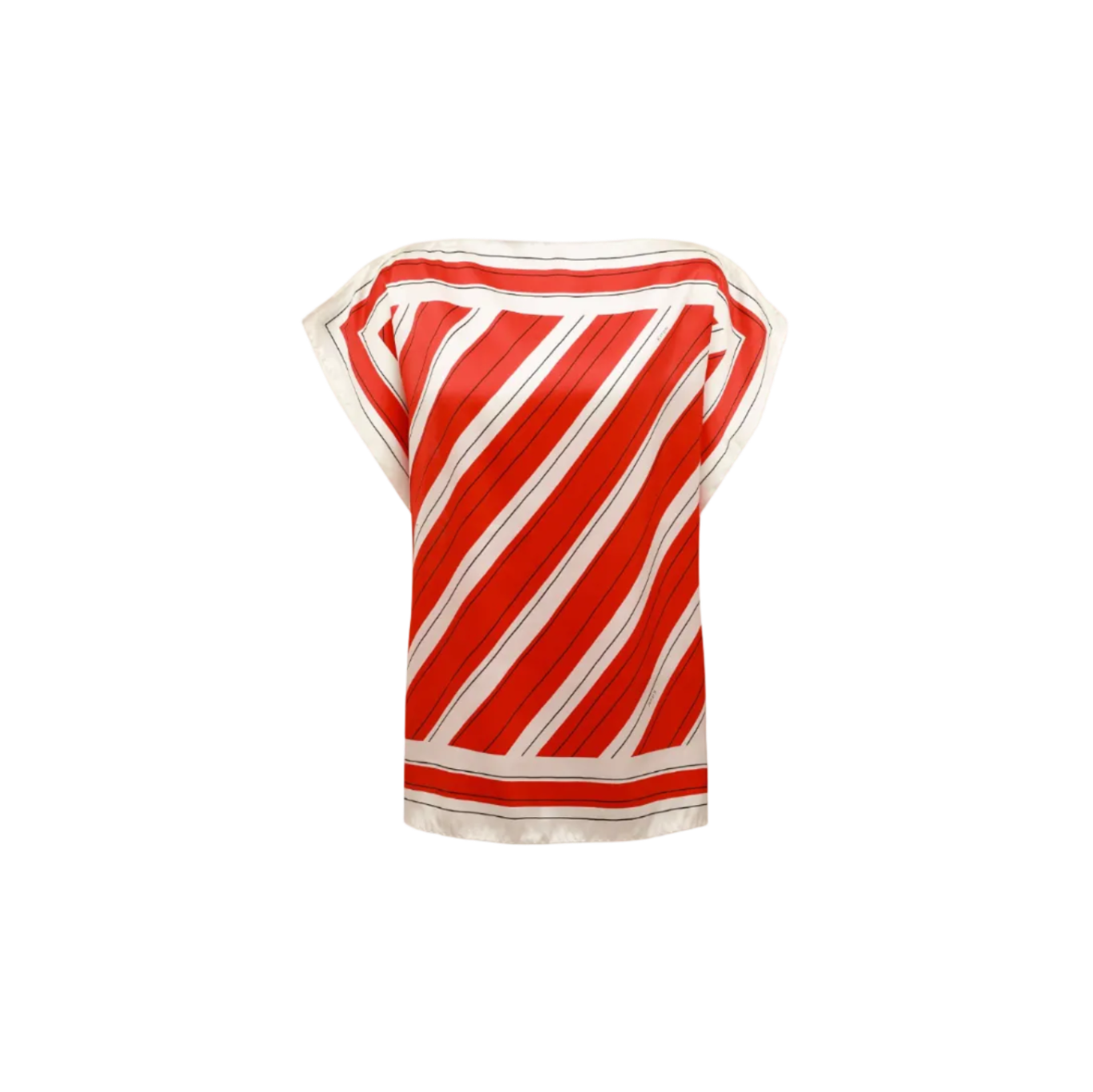 Red Printed Silk Blouse