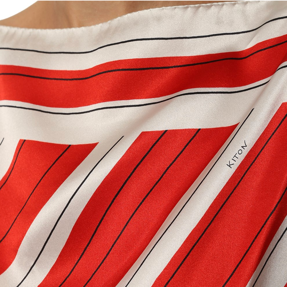 Red Printed Silk Blouse