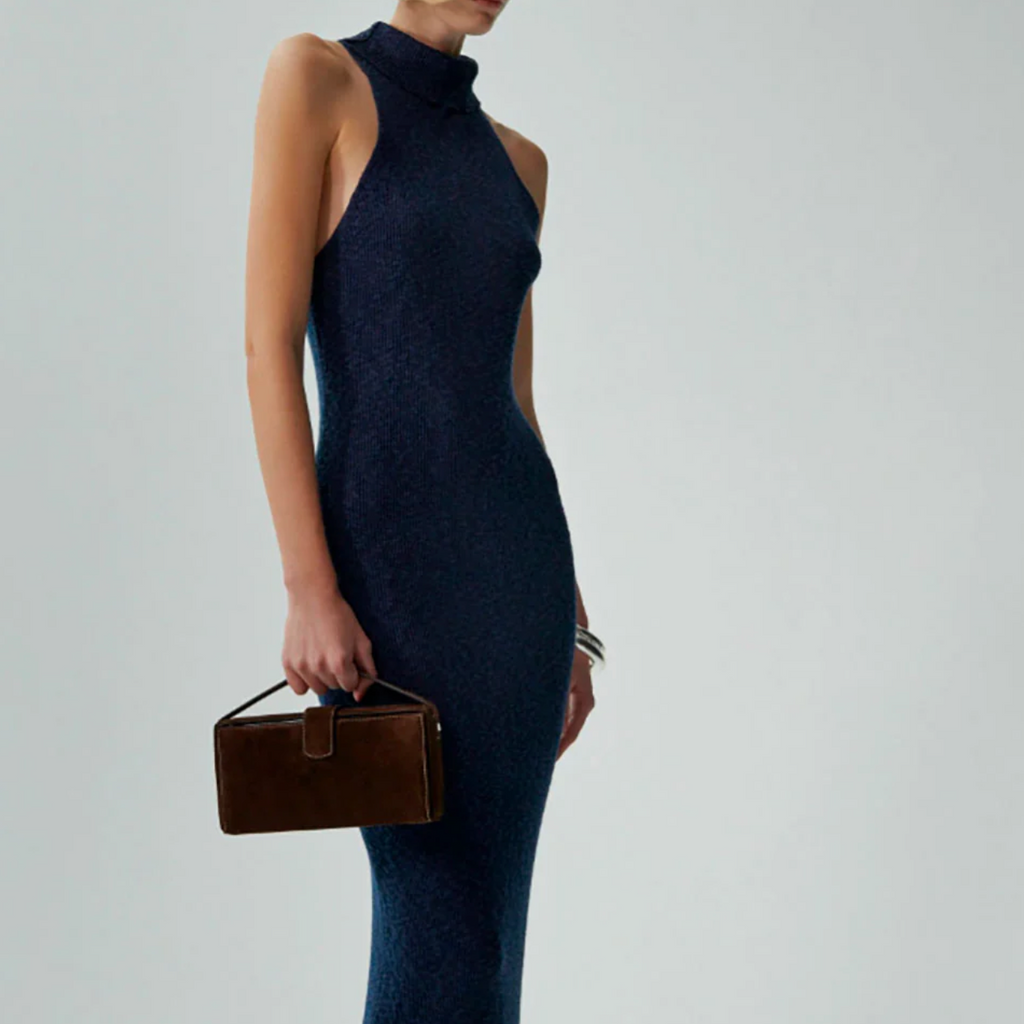 Magda Butrym Strickkleid, lang, Marineblau, 303724