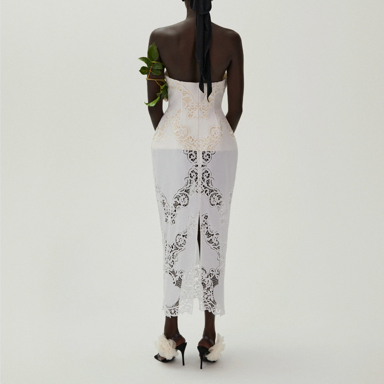 Strapless Hourglass Lace Corset Midi Dress