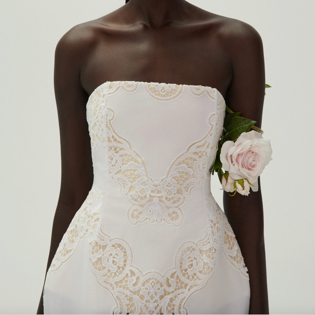 Magda Butrym Kleid Korsett Häkeln weiß 151524