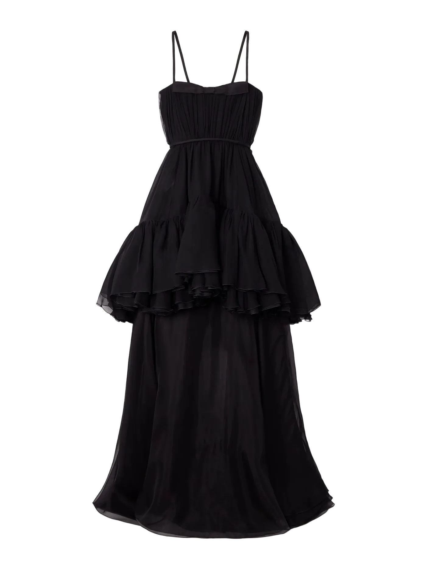 Layered Ruffled Silk-Chiffon Gown