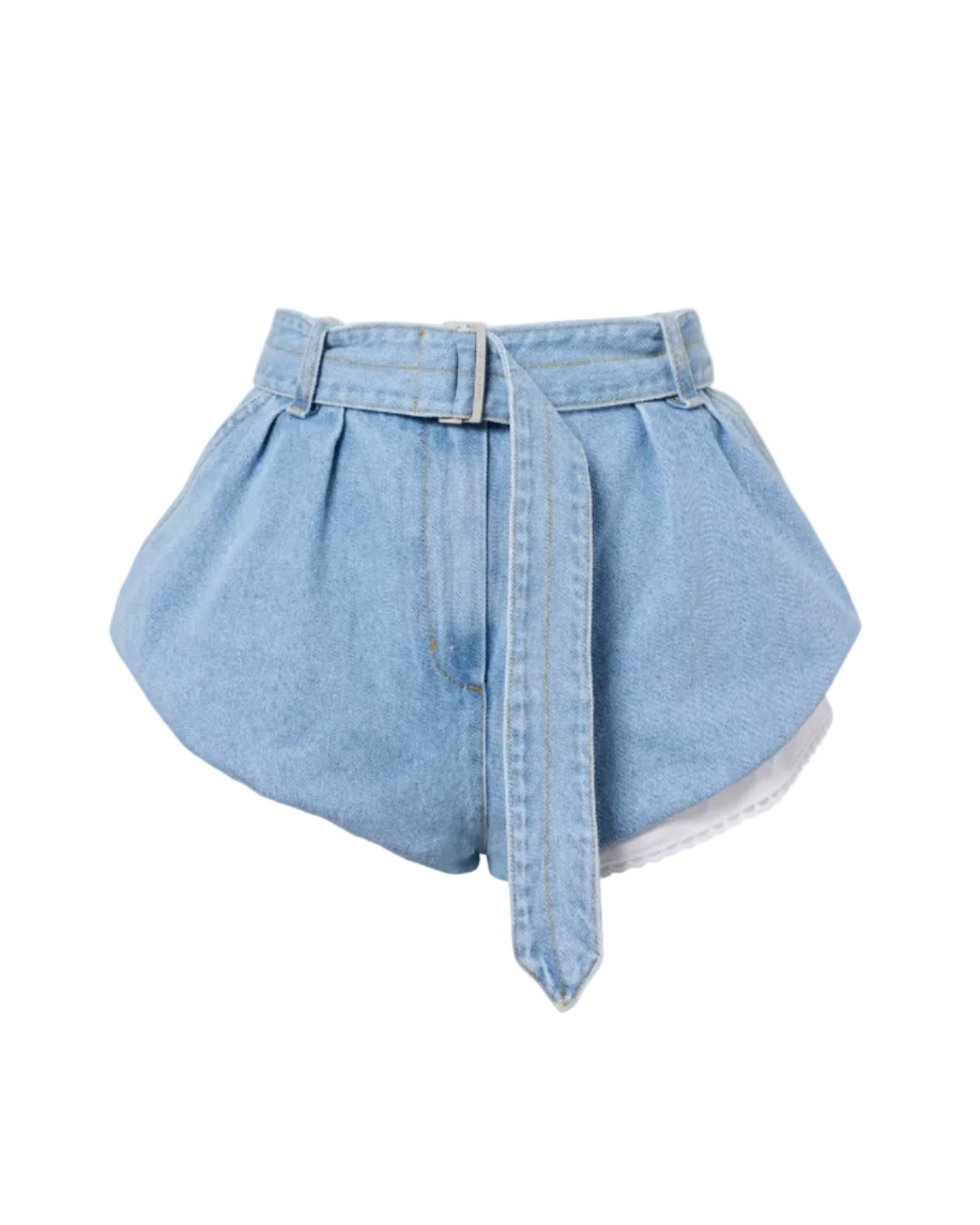 Belted High-Rise Denim Shorts