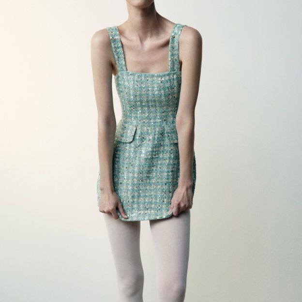 Sequin Tweed Mini Dress