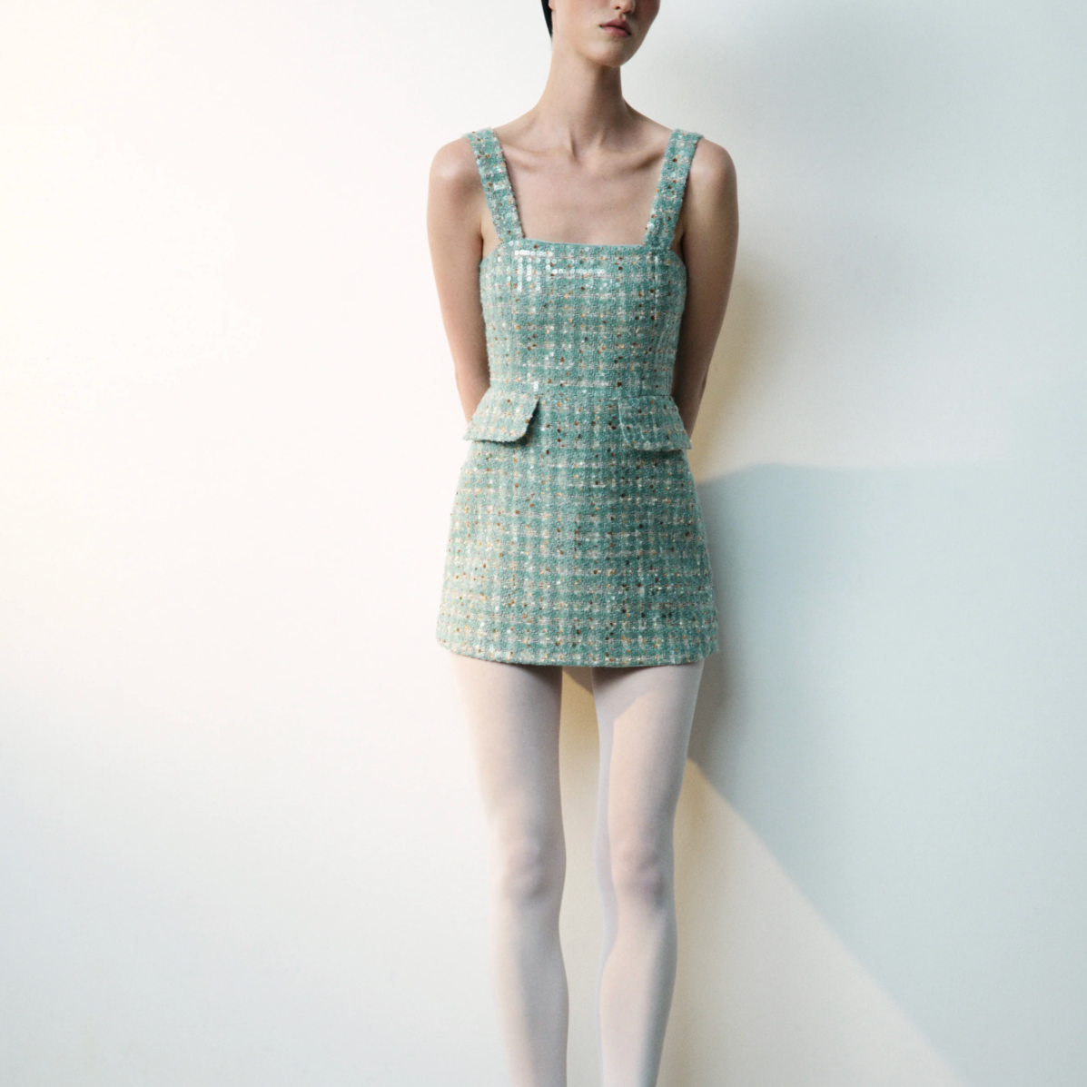 Sequin Tweed Mini Dress