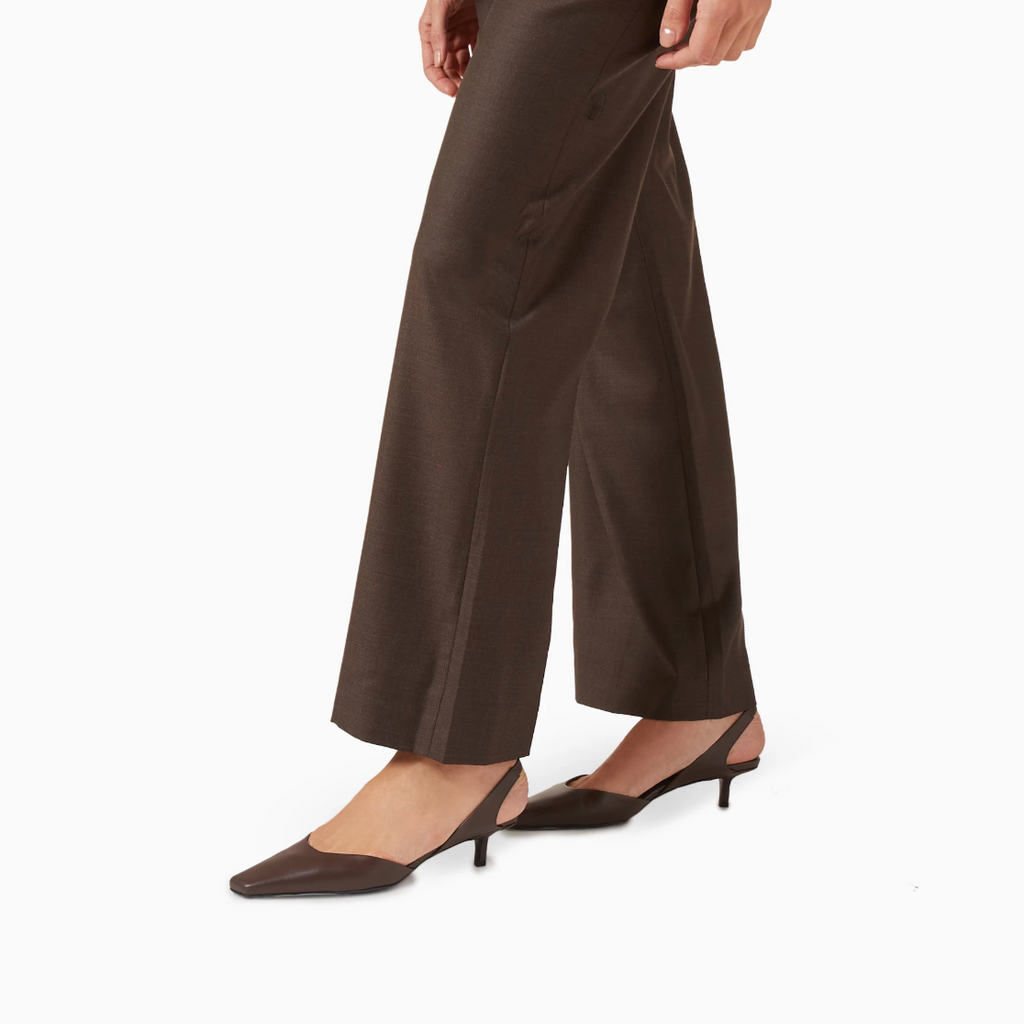 Brown Akila Leather Slingback Pumps