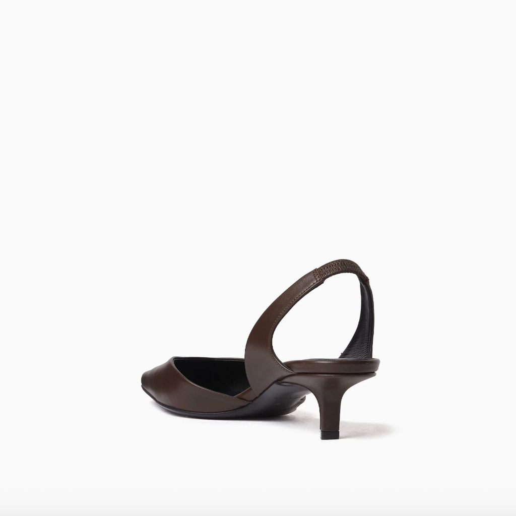 Brown Akila Leather Slingback Pumps