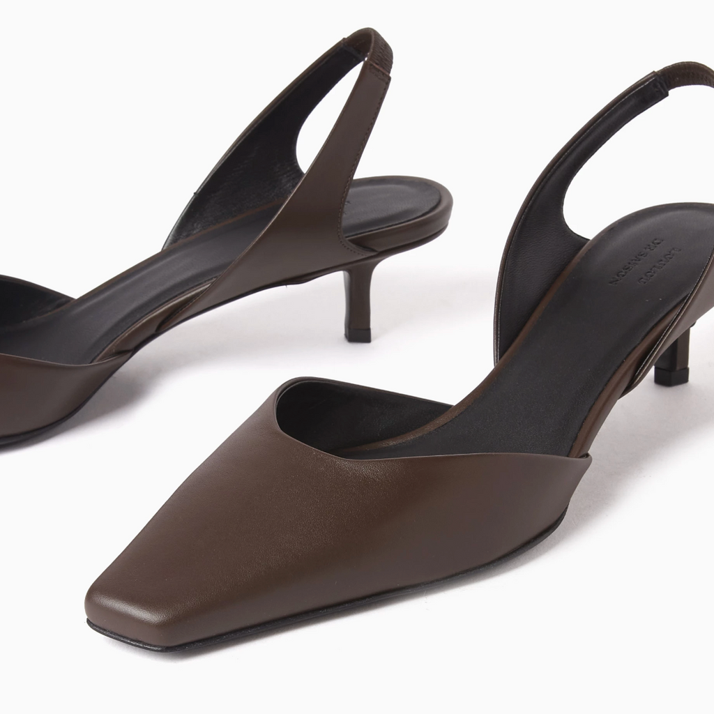 Brown Akila Leather Slingback Pumps