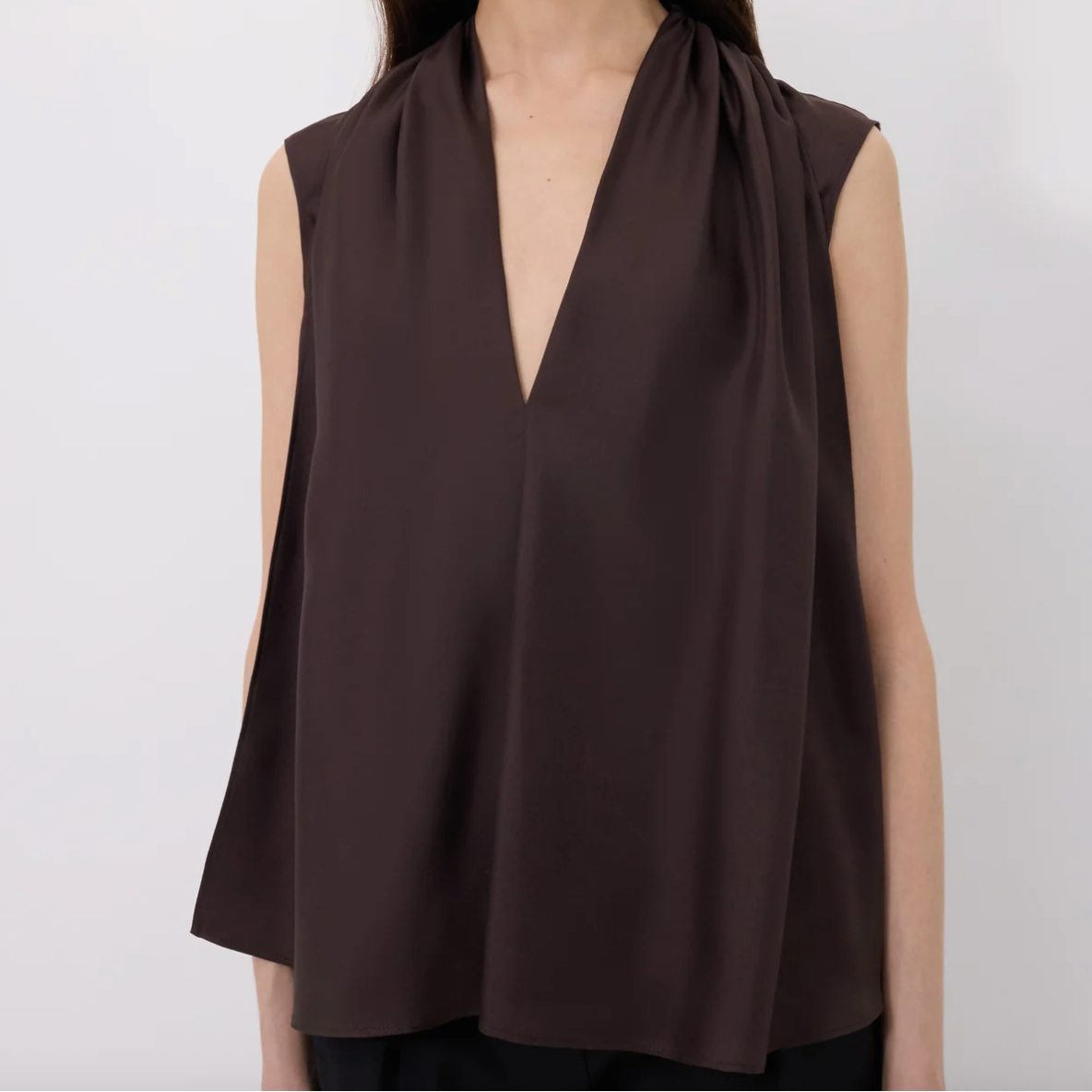 Sade Sleeveless Silk Twill Top