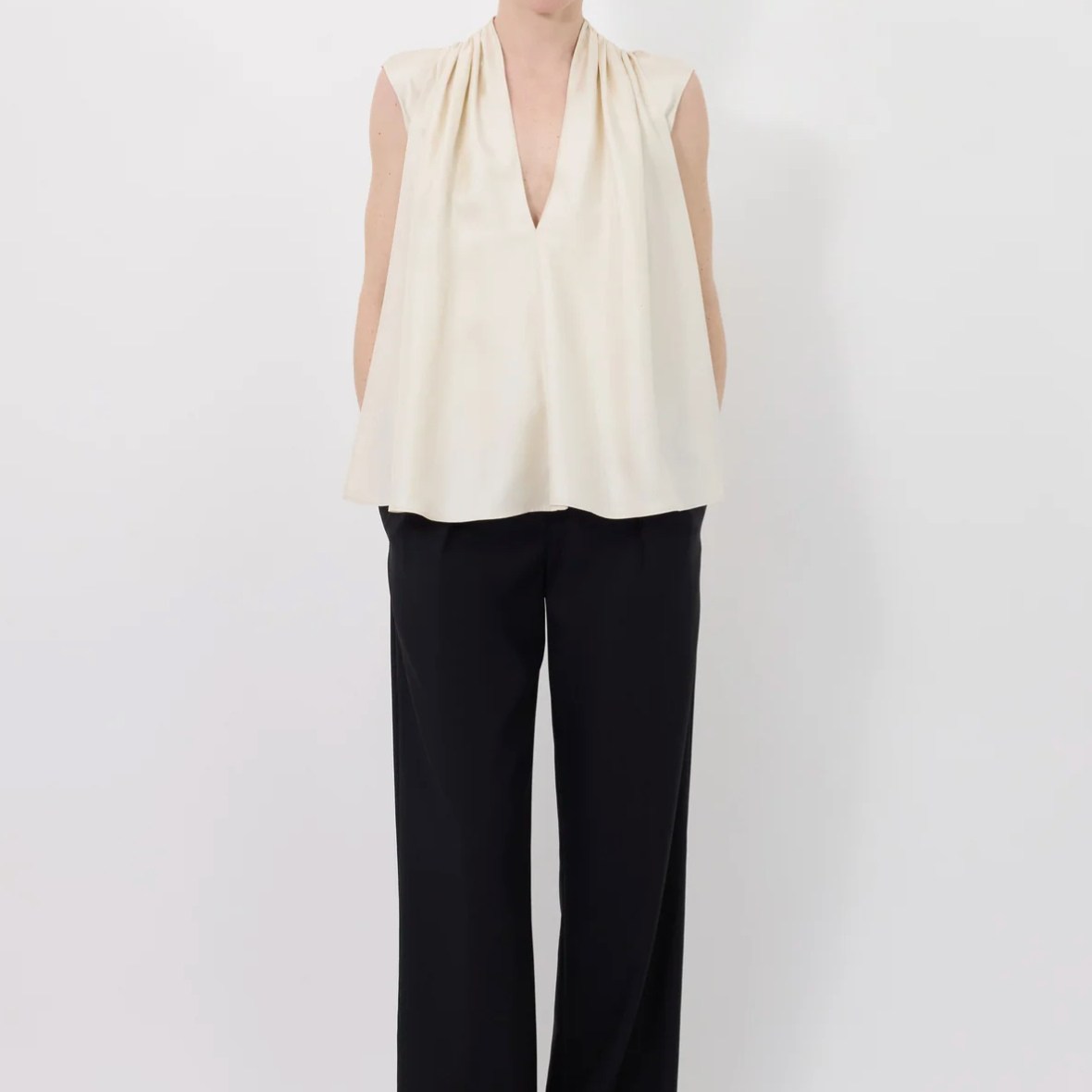 Sade Sleeveless Silk Twill Top