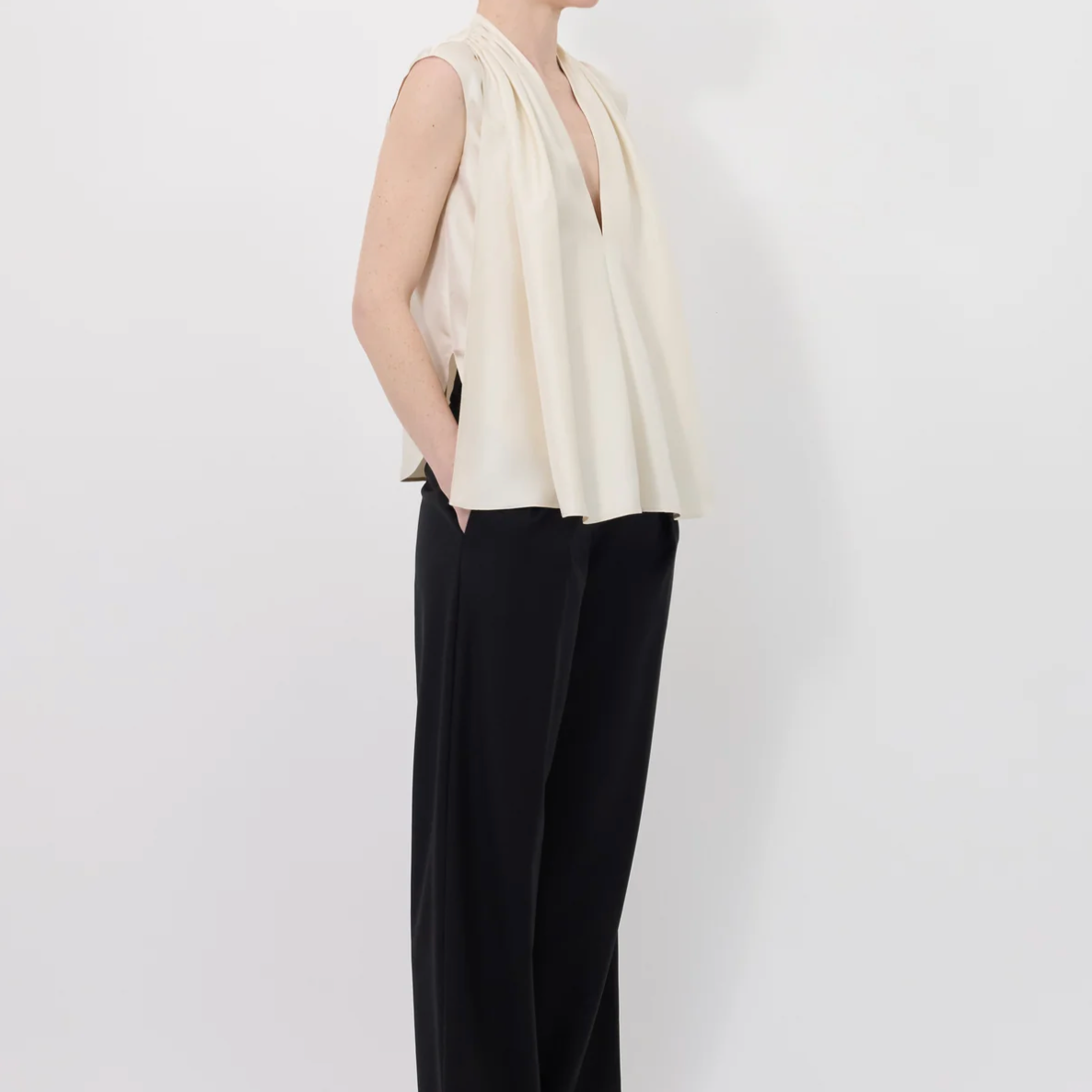 Sade Sleeveless Silk Twill Top