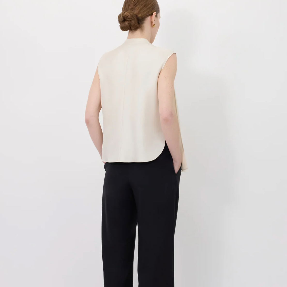 Sade Sleeveless Silk Twill Top