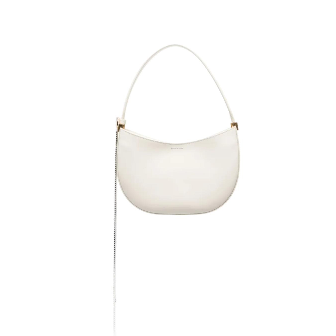 Cream White Medium Vesna Leather Shoulder Bag