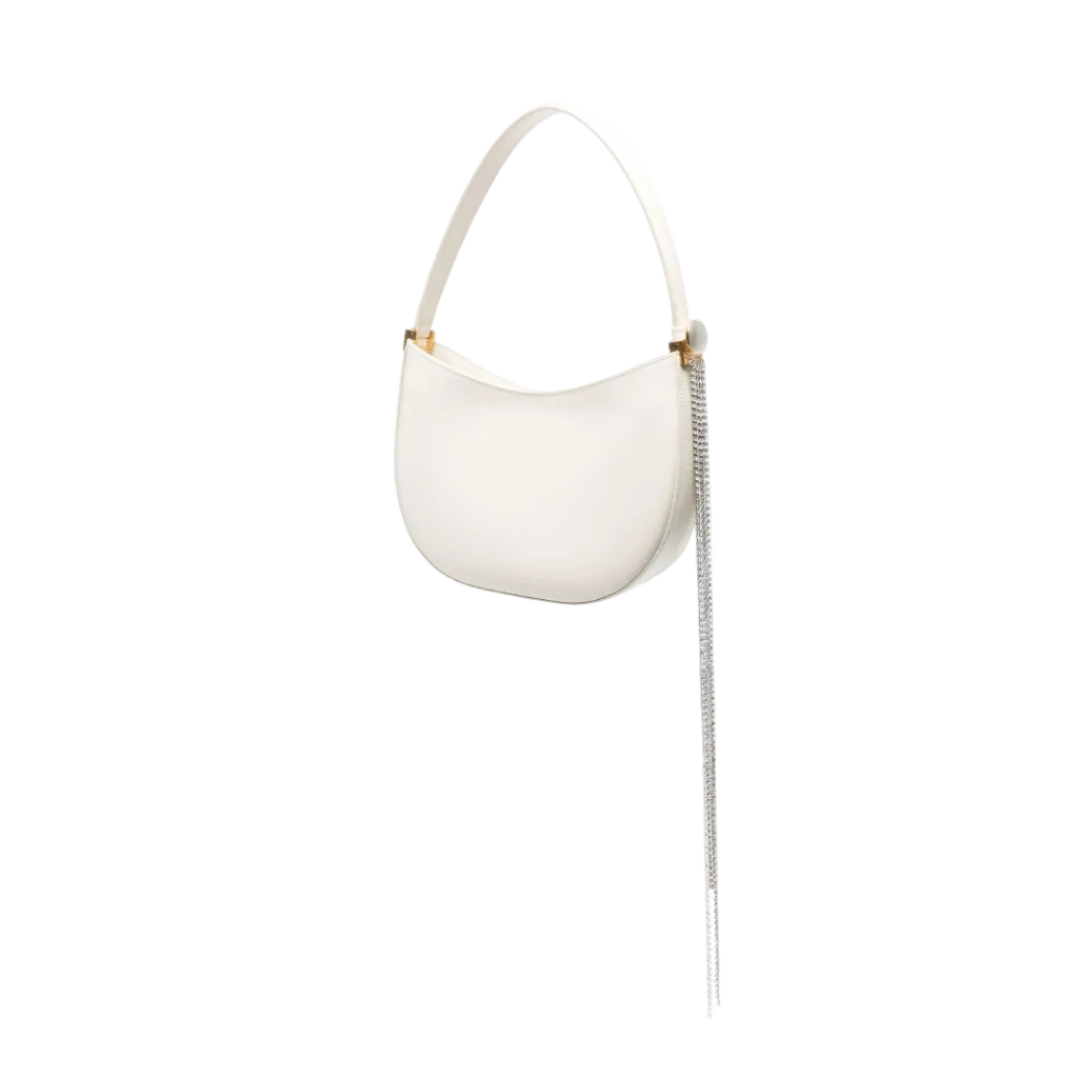 Cream White Medium Vesna Leather Shoulder Bag