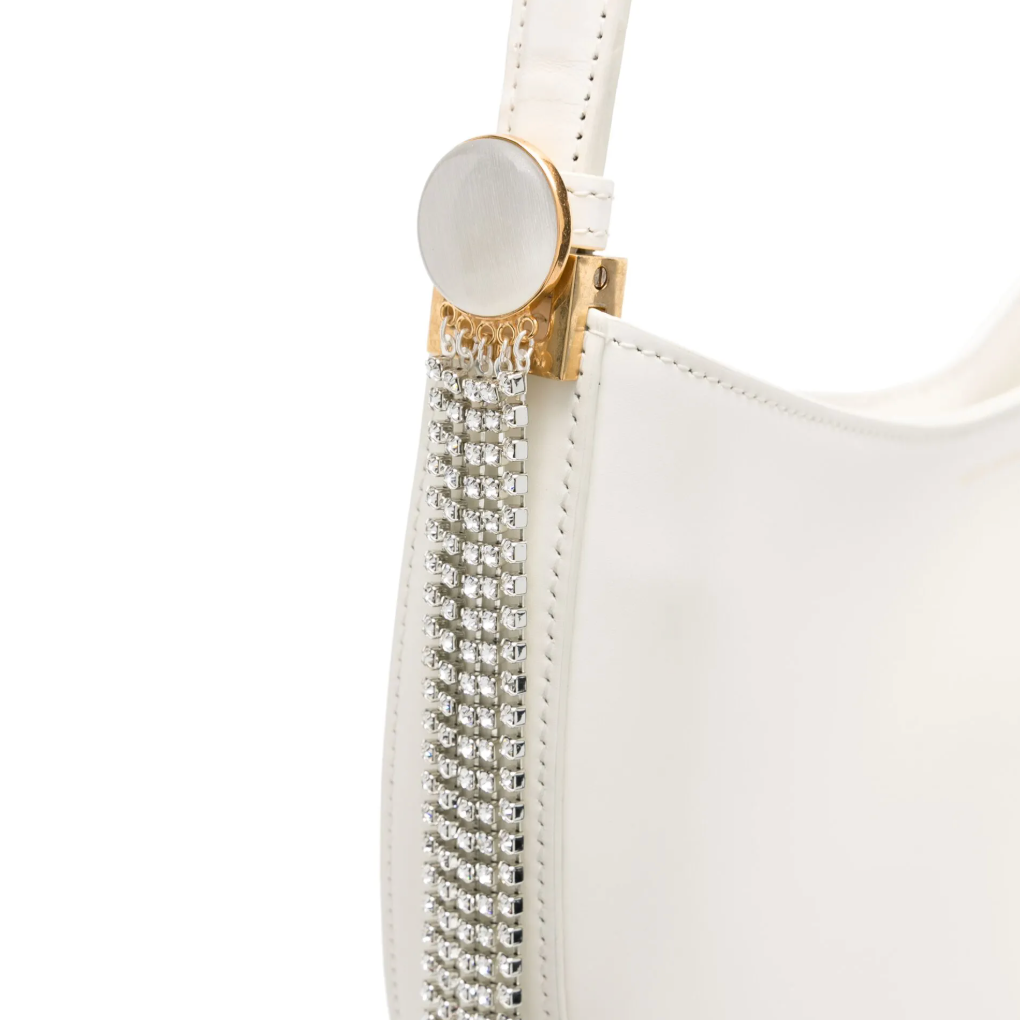 Cream White Medium Vesna Leather Shoulder Bag