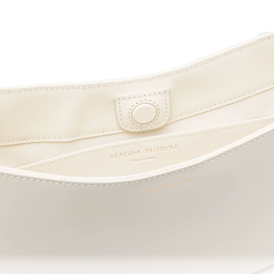 Cream White Medium Vesna Leather Shoulder Bag
