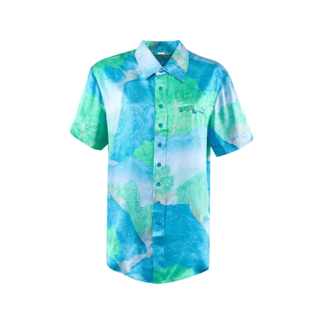 Rayn Oversized Patterned Silk Shirt