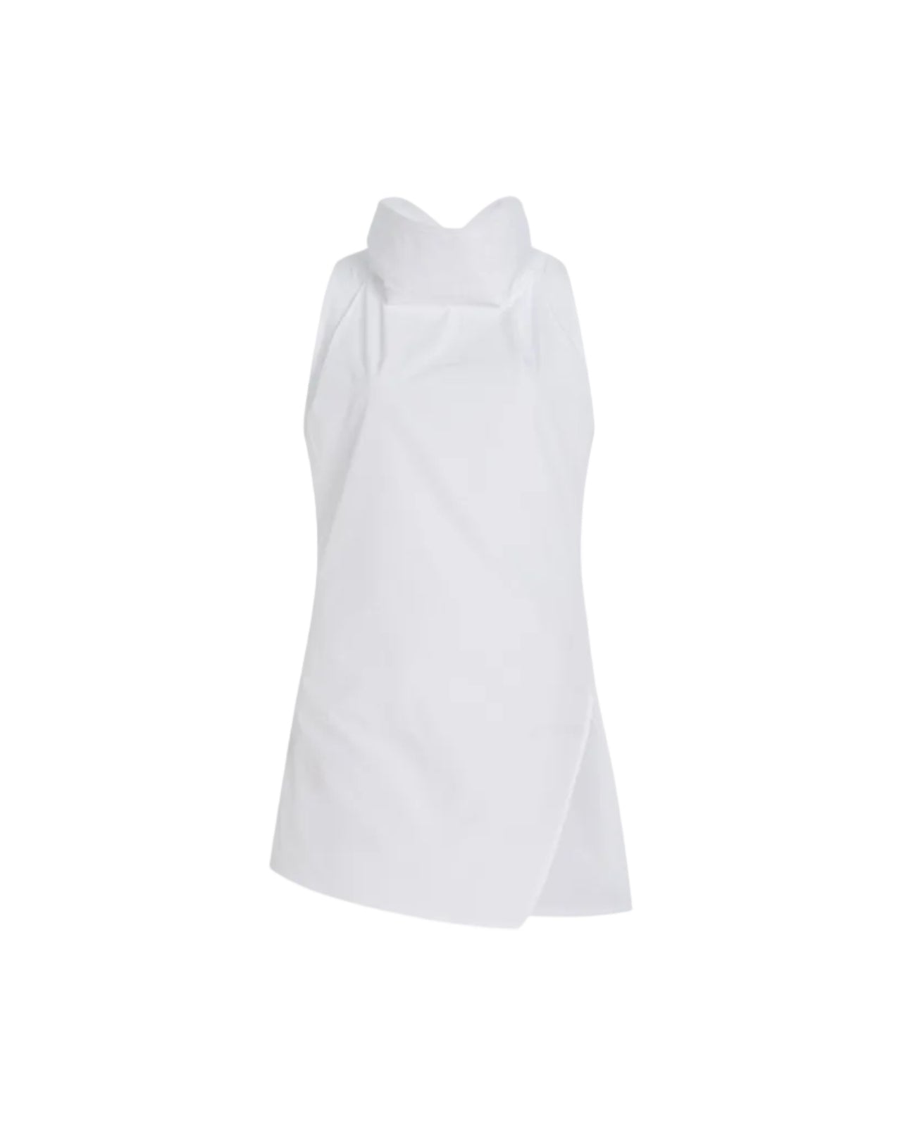 Sleeveless Cowl Neck Poplin Top