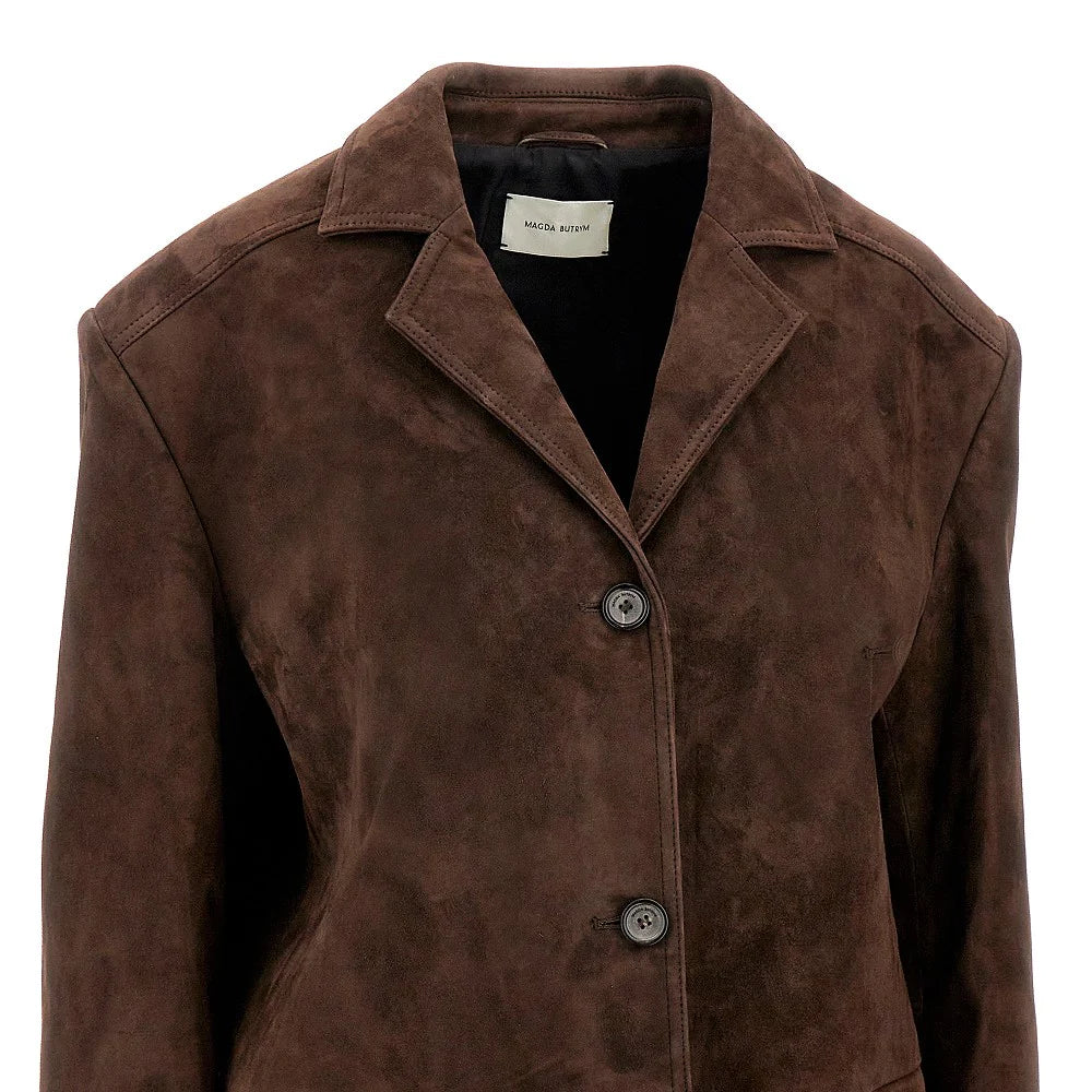 Brown Oversized Suede Leather Jacket