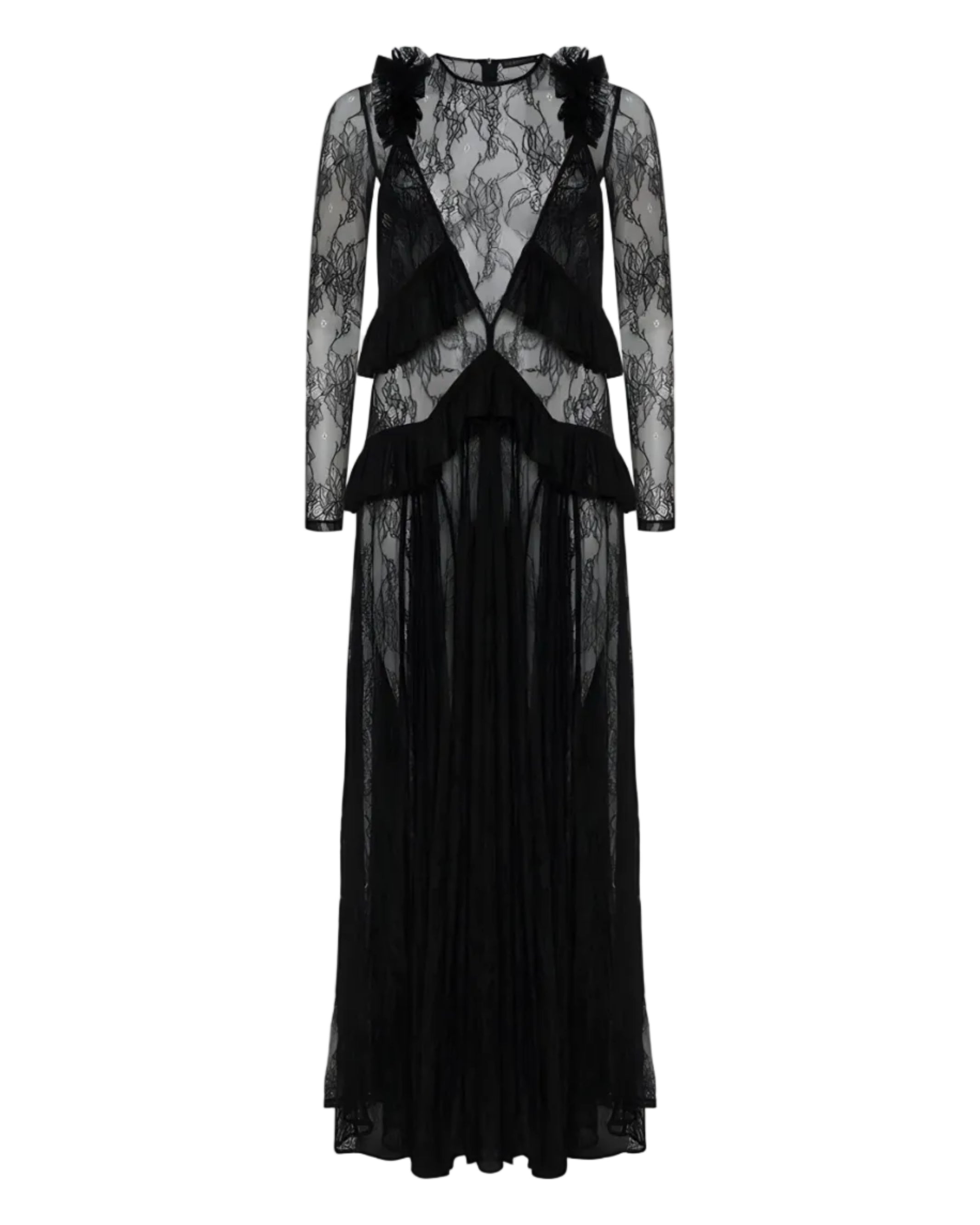 Lace Maxi Dress with Ruffles