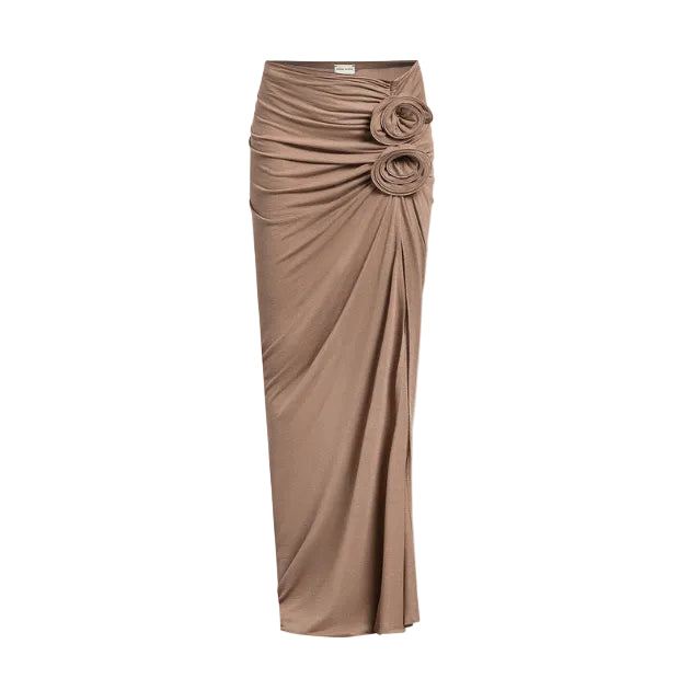 3D Floral Appliqué Maxi Skirt