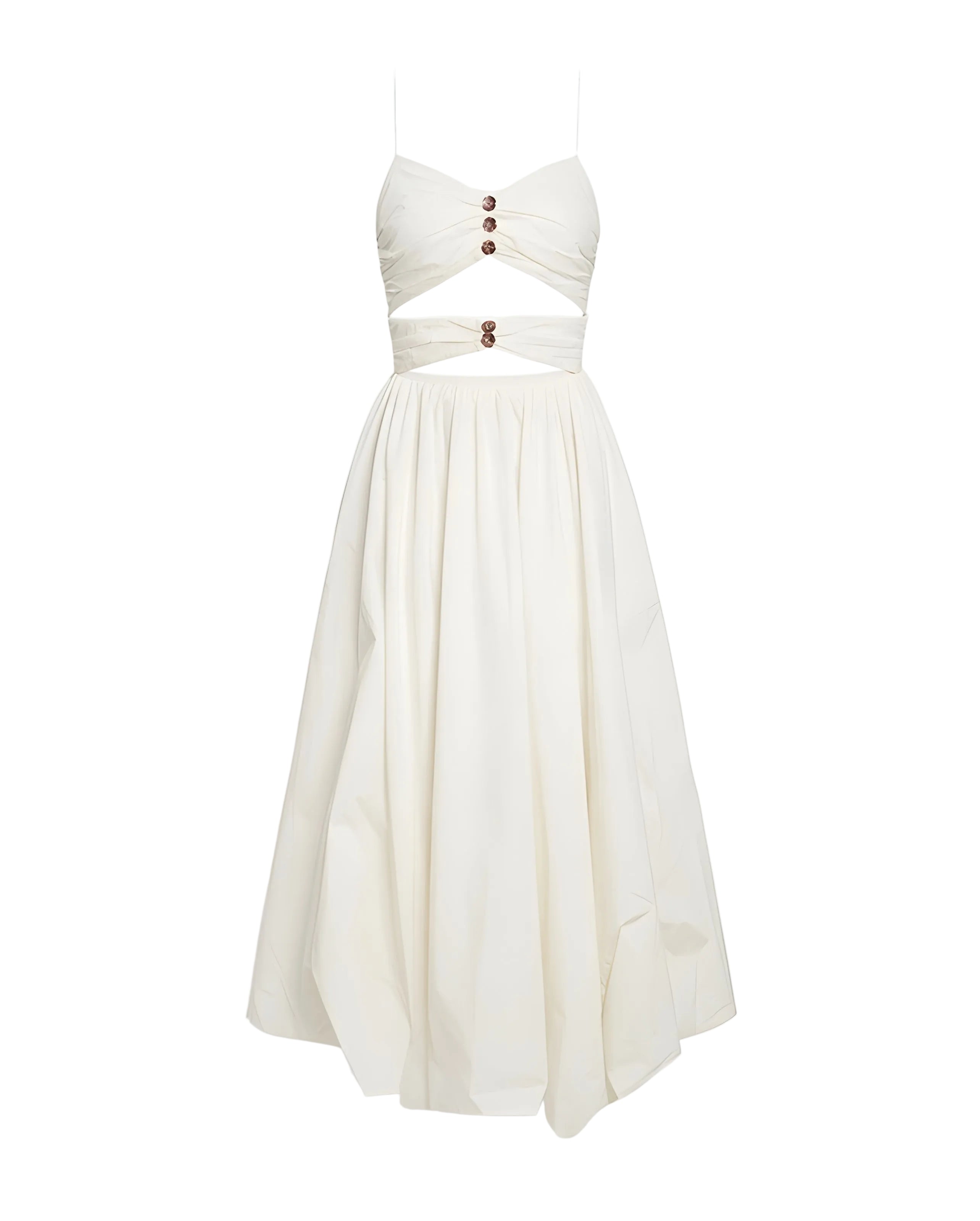 White Cutout Taffeta Dress