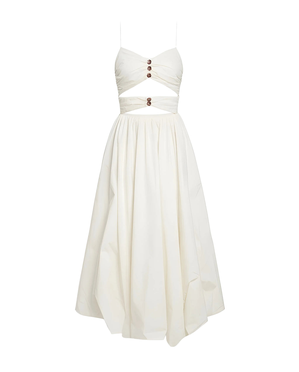 White Cutout Taffeta Dress