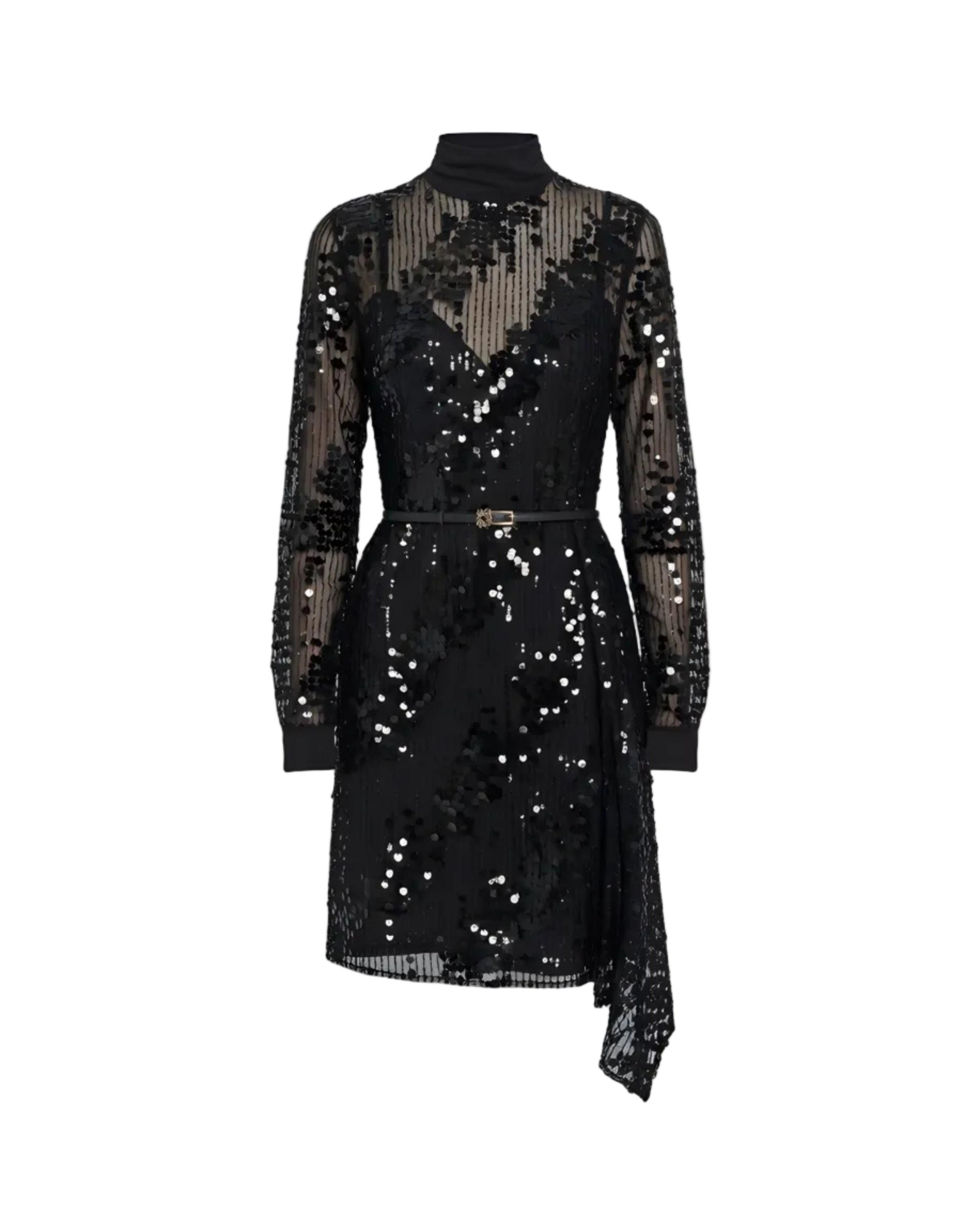 Black Long-Sleeve Mini Dress