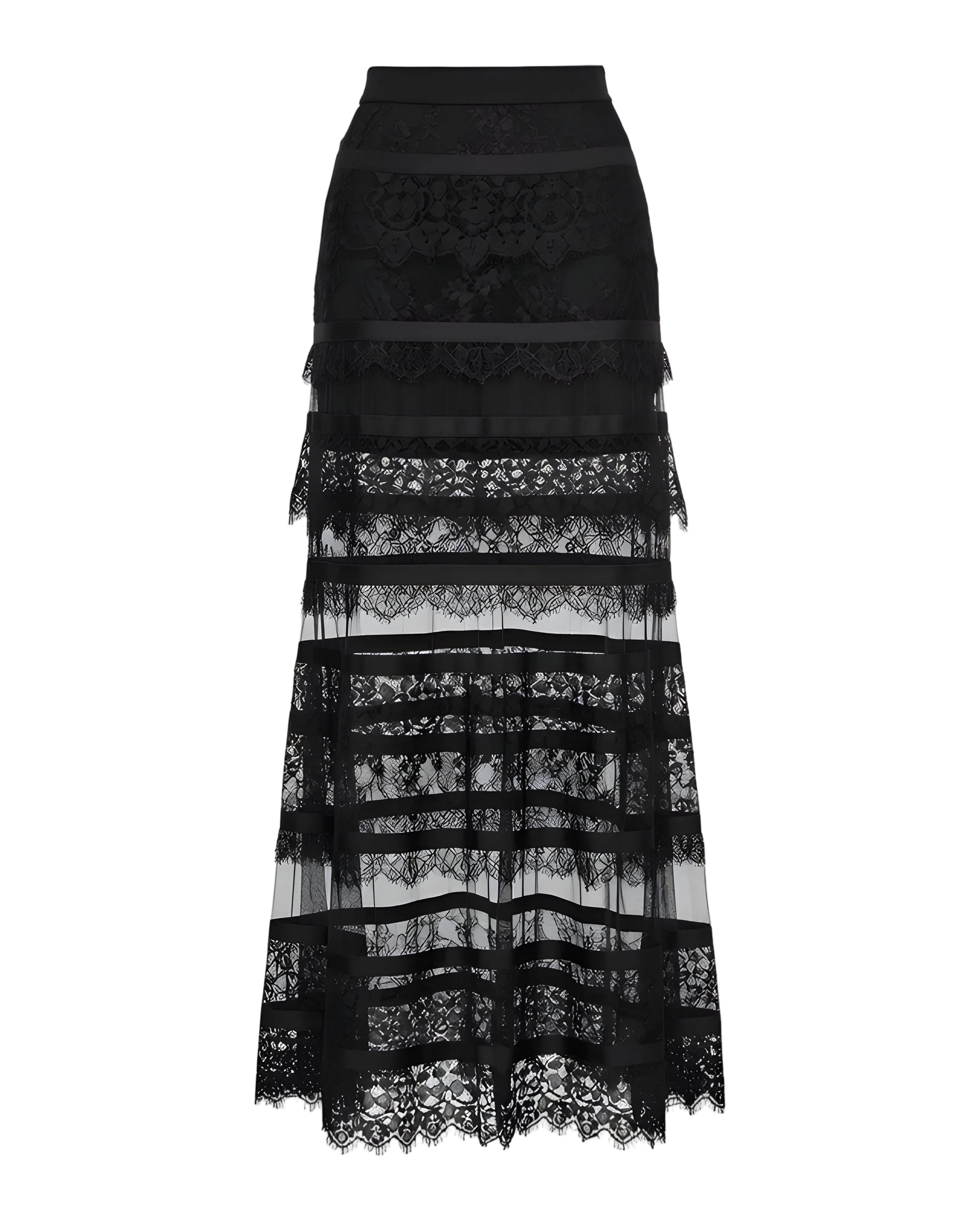 Black High-Waisted Lace Mermaid Skirt