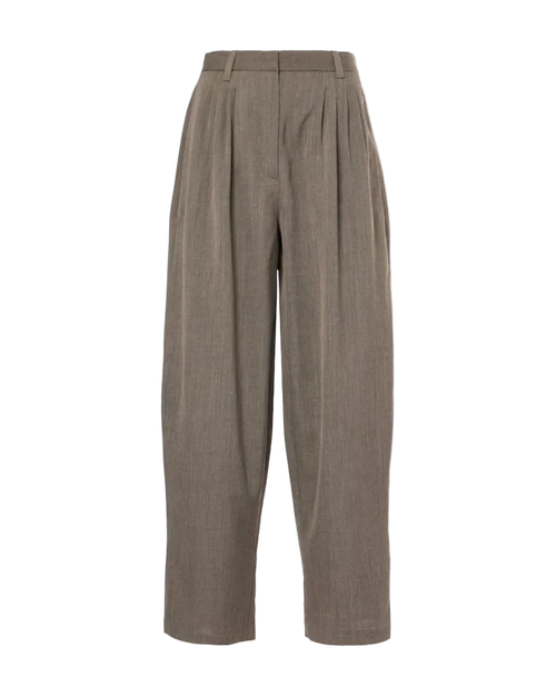 Wool-Blend Barrel-Leg Pants