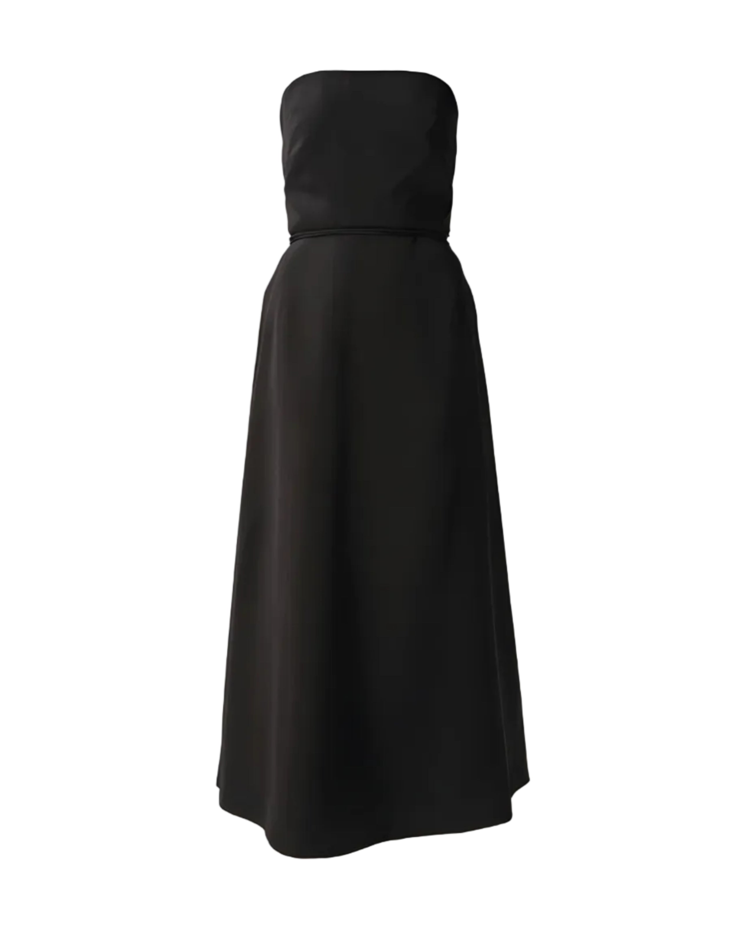 Strapless Lace-Detail Midi Dress