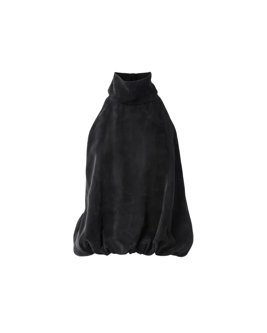Silk High Neck Balloon Top