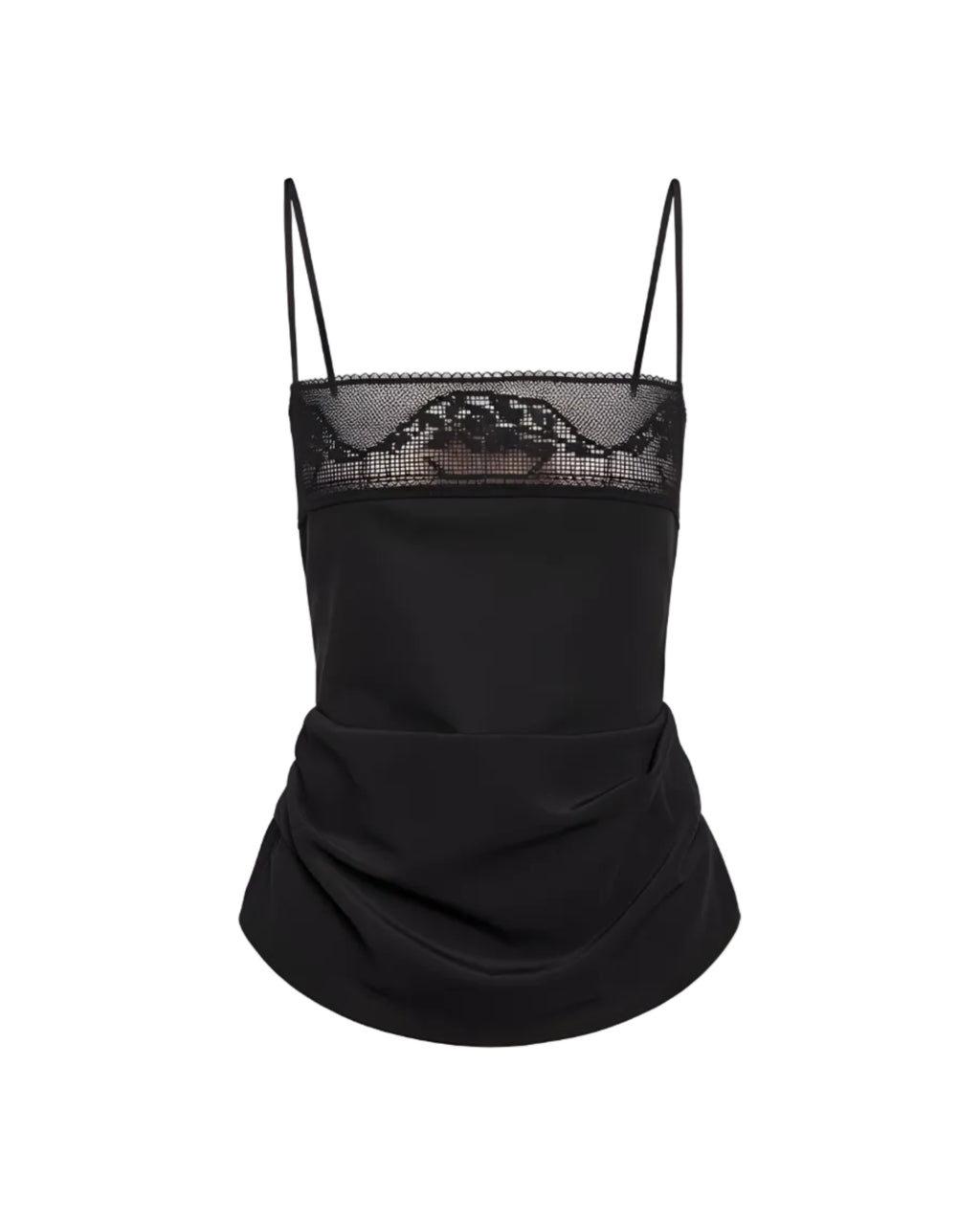 Draped Silk Lace-Trim Top
