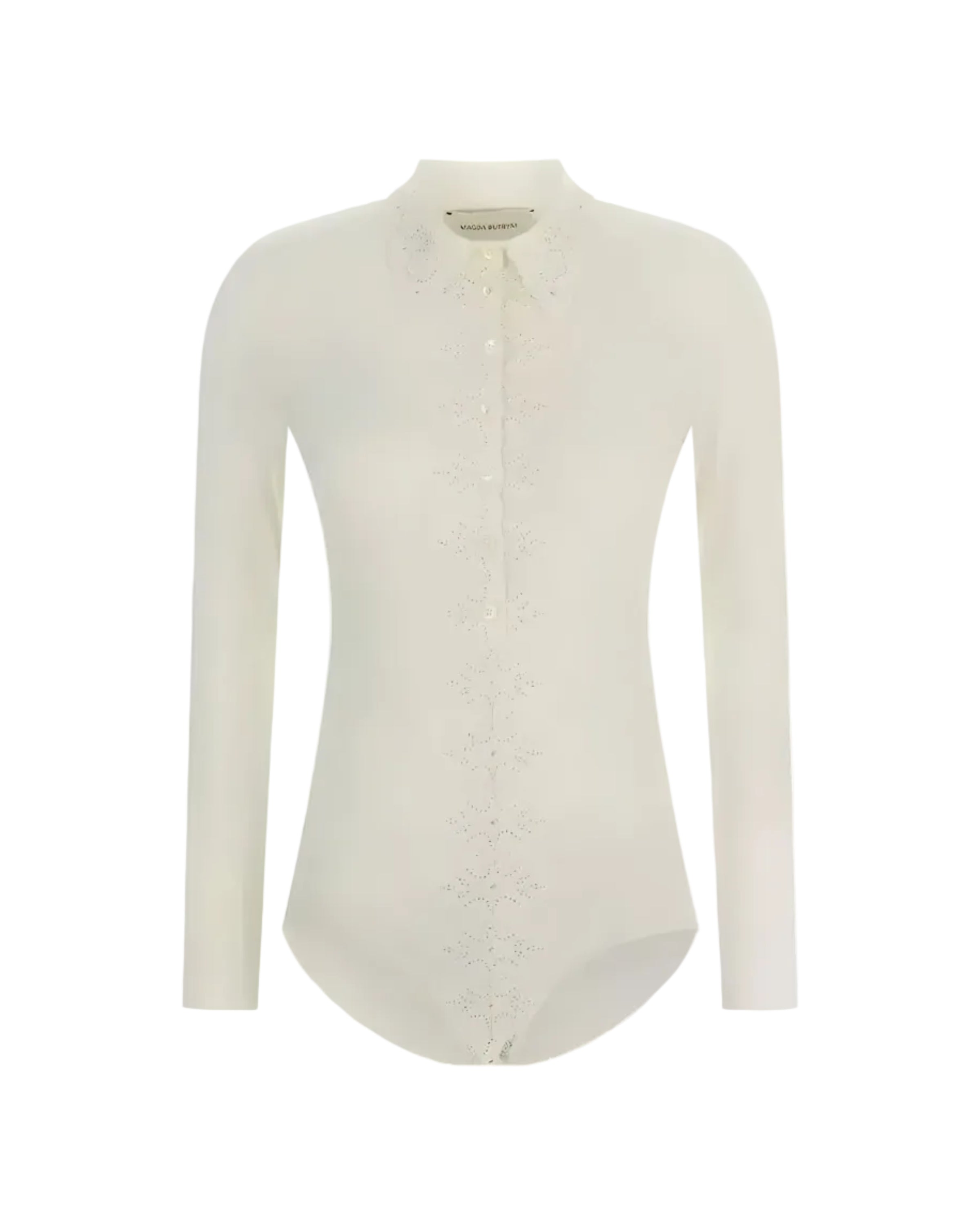 Collar-Embroidered Bodysuit