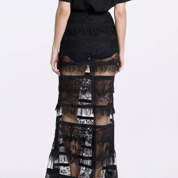 Black High-Waisted Lace Mermaid Skirt