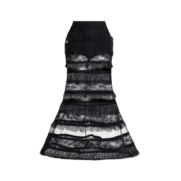 Black High-Waisted Lace Mermaid Skirt