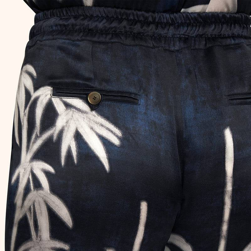 Kiton silk pants navy with bird