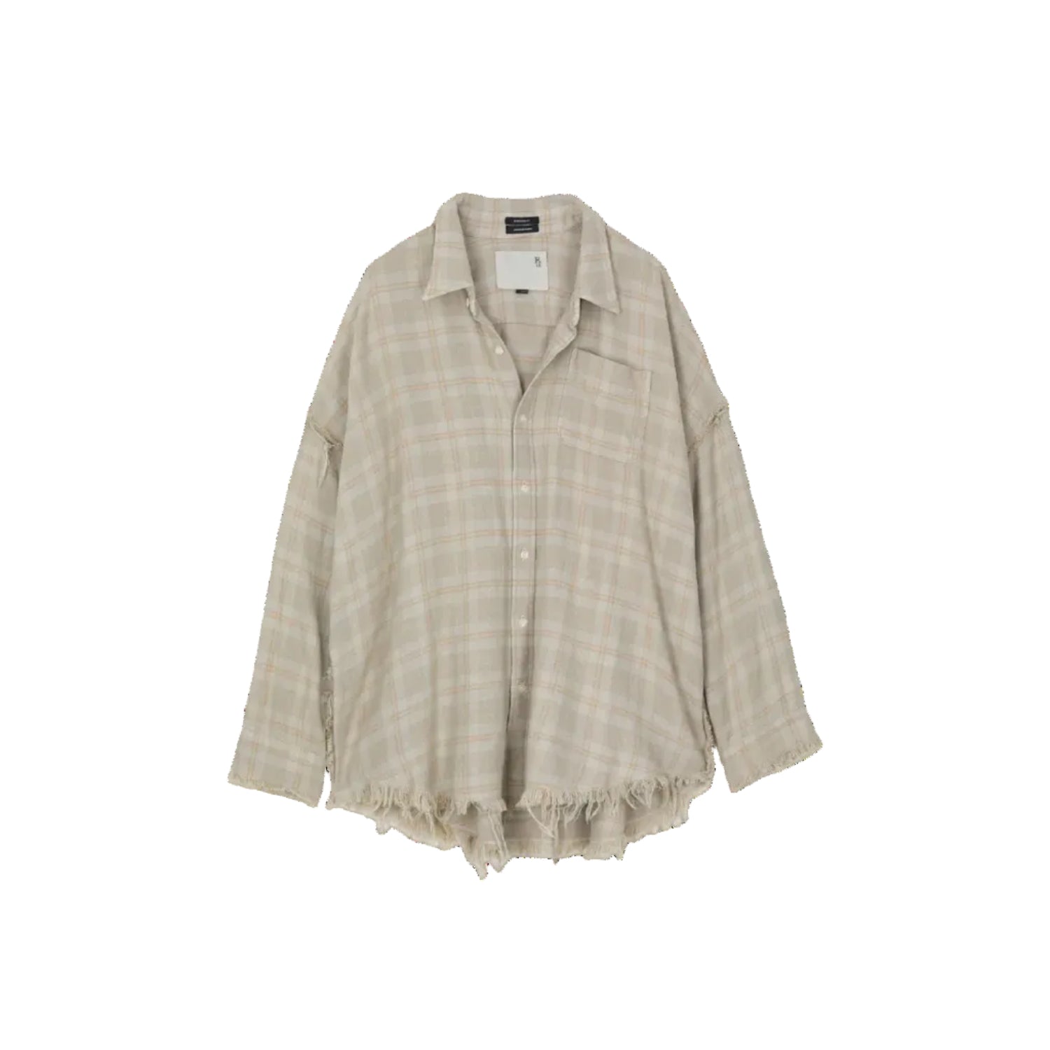 Shredded Seam Plaid Cotton Shirt