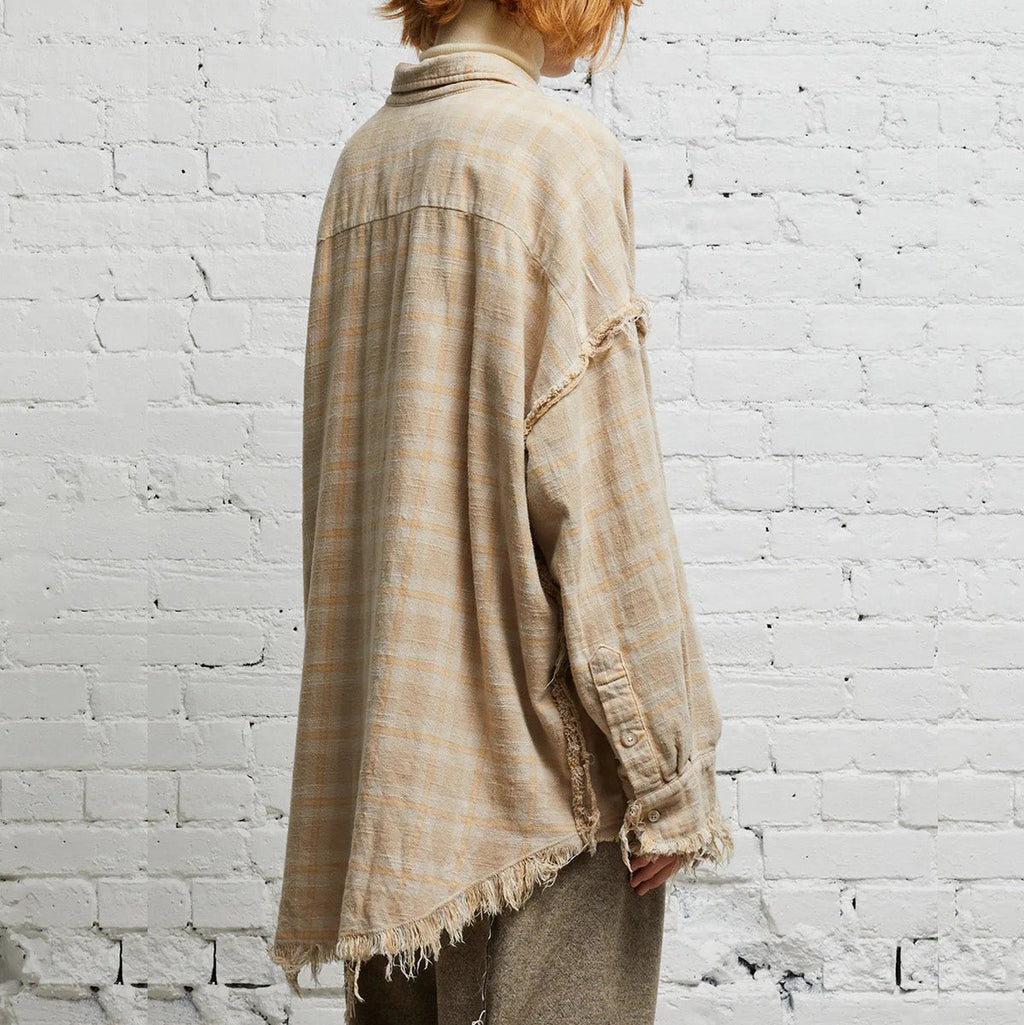 Shredded Seam Plaid Cotton Shirt