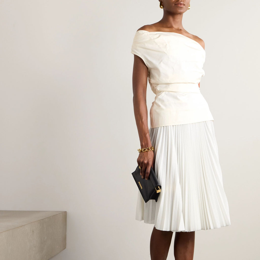 Off-The-Shoulder Draped Silk Top