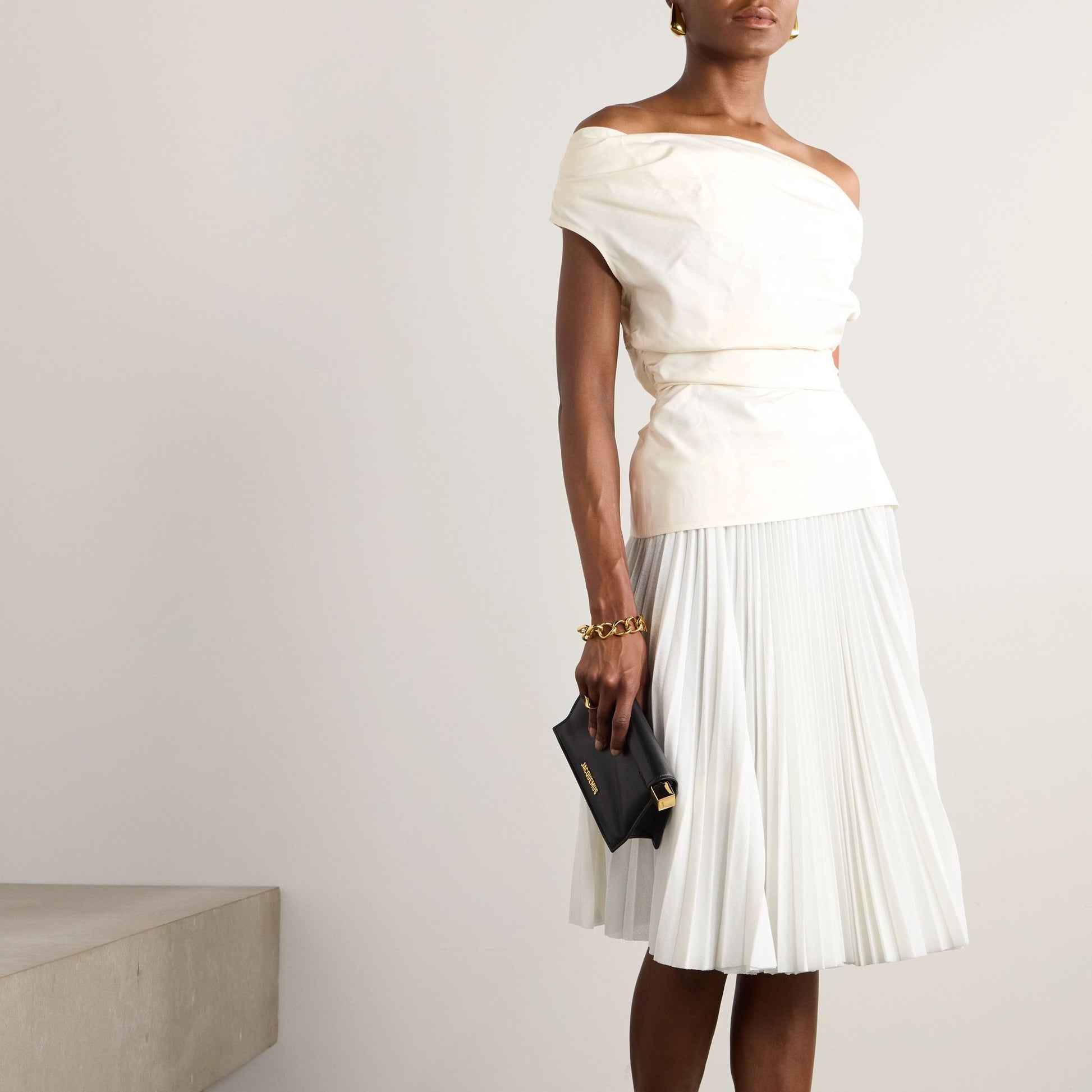 Off-The-Shoulder Draped Silk Top