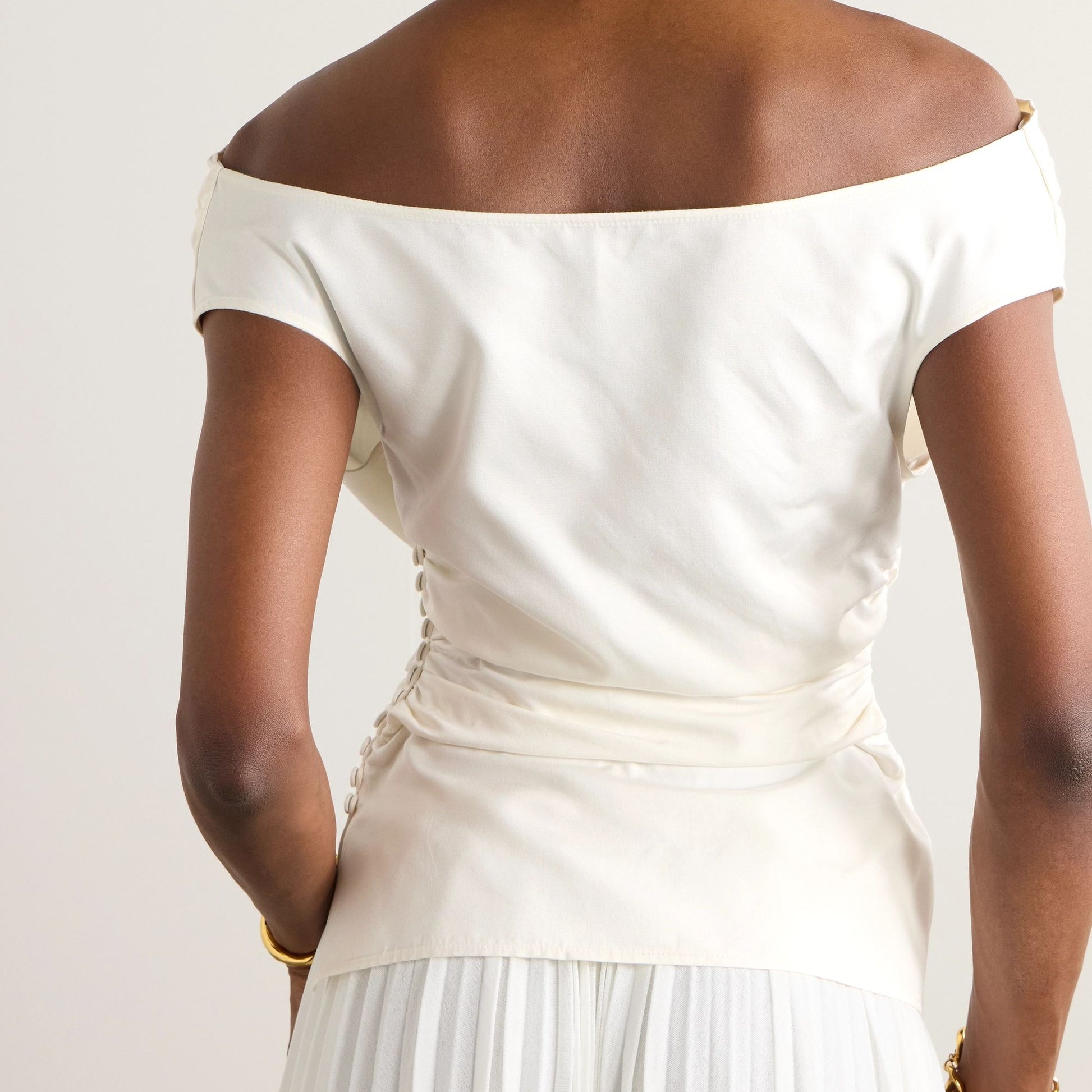 Off-The-Shoulder Draped Silk Top