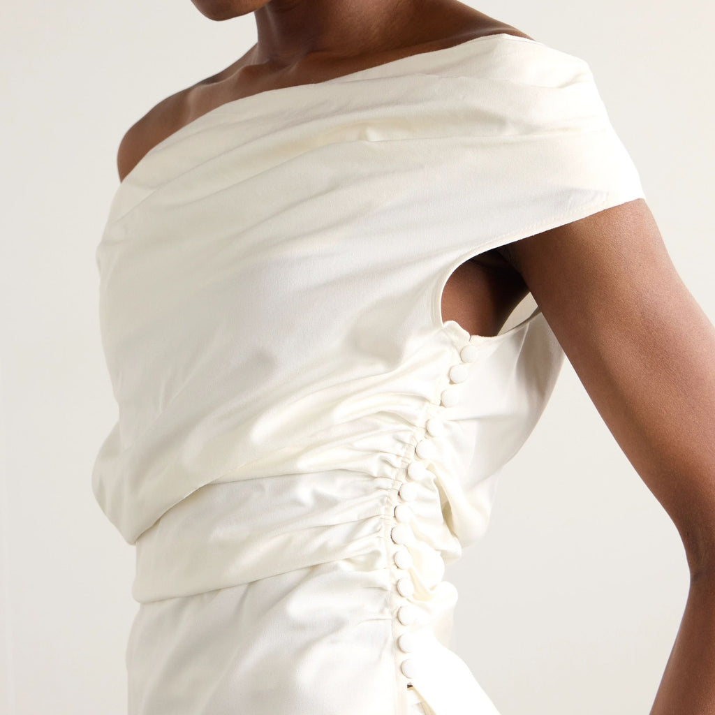 Off-The-Shoulder Draped Silk Top