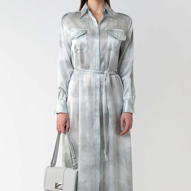 Printed Silk Shirt Dress